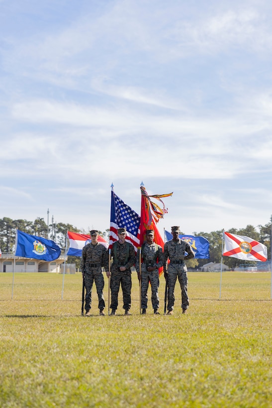 U.S. Marine Corps Lt. Col. William T. Kerrigan, commanding officer of 1st Battalion, 8th Marine Regiment, appoints Sgt. Maj. Daniel R. Lassett as the sergeant major of 1st Battalion, 8th Marine Regiment at Camp Lejeune, North Carolina, Nov. 8, 2022. This appointment symbolizes the transfer of authority, responsibility, and accountability of the Marines and Sailors under his charge. (U.S. Marine Corps photo by Staff Sgt. Rodion Zabolotniy)
