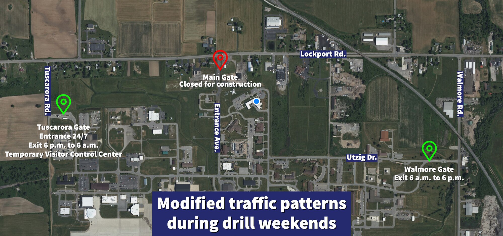 Map of NFARS with alternate traffic patterns during construction.