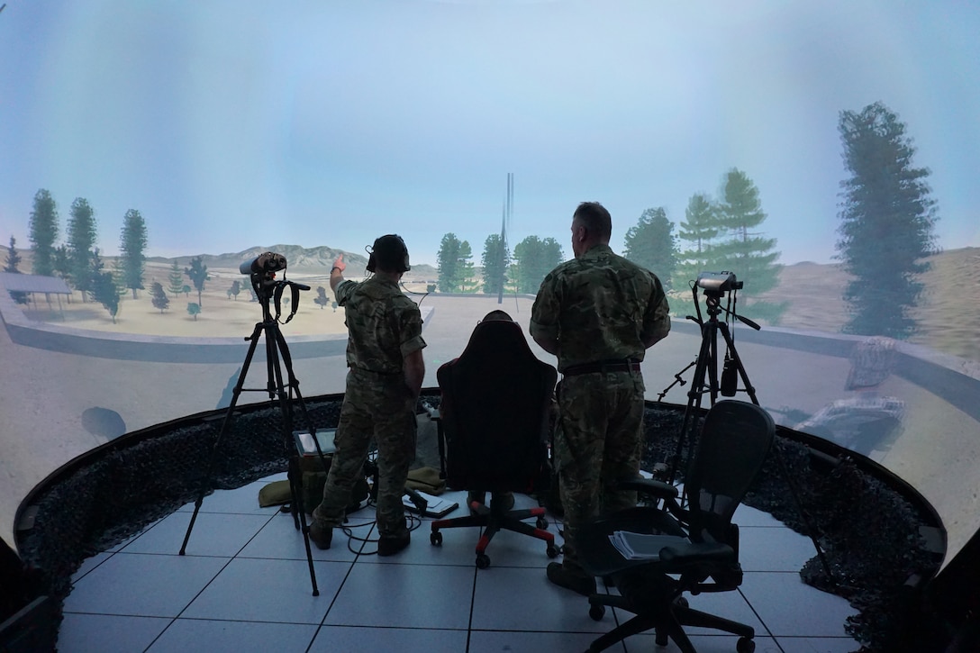 Royal Air Force  joint terminal attack controllers in the Joint Terminal Control Training Rehearsal System participate in VIRTUAL FLAG: Coalition 23-1 at the 705th Combat Training Squadron, also known as the Distributed Mission Operations Center, at Kirtland Air Force Base, New Mexico, and distributed sites across four countries, Oct. 24 – Nov. 4, 2022. Exercise VFC serves as a train as you fight exercise by integrating the full spectrum of air, land, surface, space, and cyber warfighters in a virtual battlespace in joint and coalition environments; forces from the United States, United Kingdom, Australia, and Canada participated. (Tablet screen blurred for security reasons) (U.S. Air Force photo by Ms. Deb Henley)