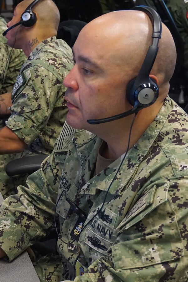 U.S. Navy Soldiers participate in VIRTUAL FLAG: Coalition 23-1 at the 705th Combat Training Squadron, also known as the Distributed Mission Operations Center, at Kirtland Air Force Base, New Mexico, and distributed sites across four countries, Oct. 24 – Nov. 4, 2022. Exercise VFC serves as a train as you fight exercise by integrating the full spectrum of air, land, surface, space, and cyber warfighters in a virtual battlespace in joint and coalition environments; forces from the United States, United Kingdom, Australia, and Canada participated. (U.S. Air Force photo by Ms. Deb Henley)