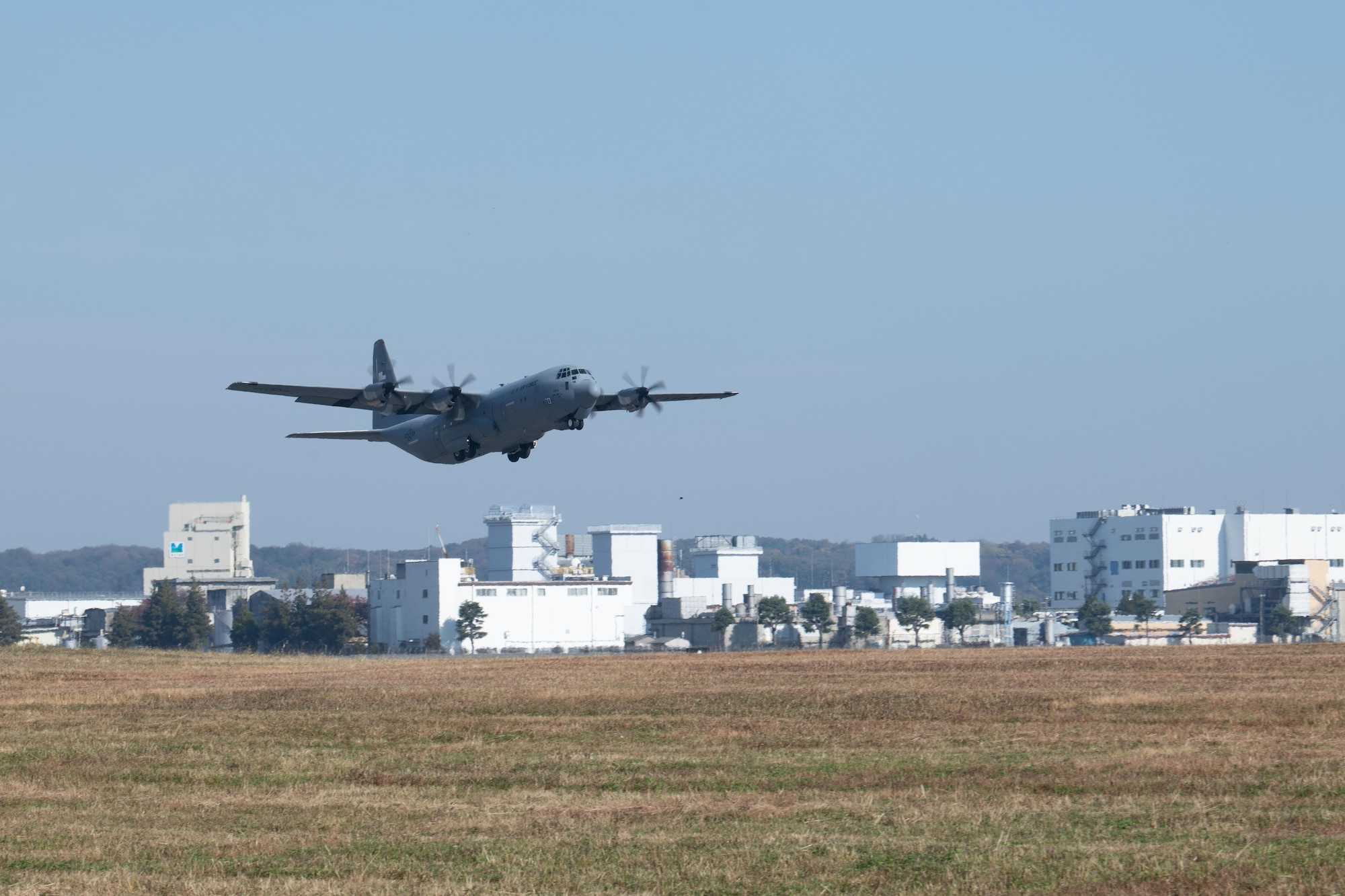 36th Airlift Squadron C-130J Super Hercules takes off prior to a joint jump training starting at Yokota Air Base, Japan, Nov. 10, 2022.