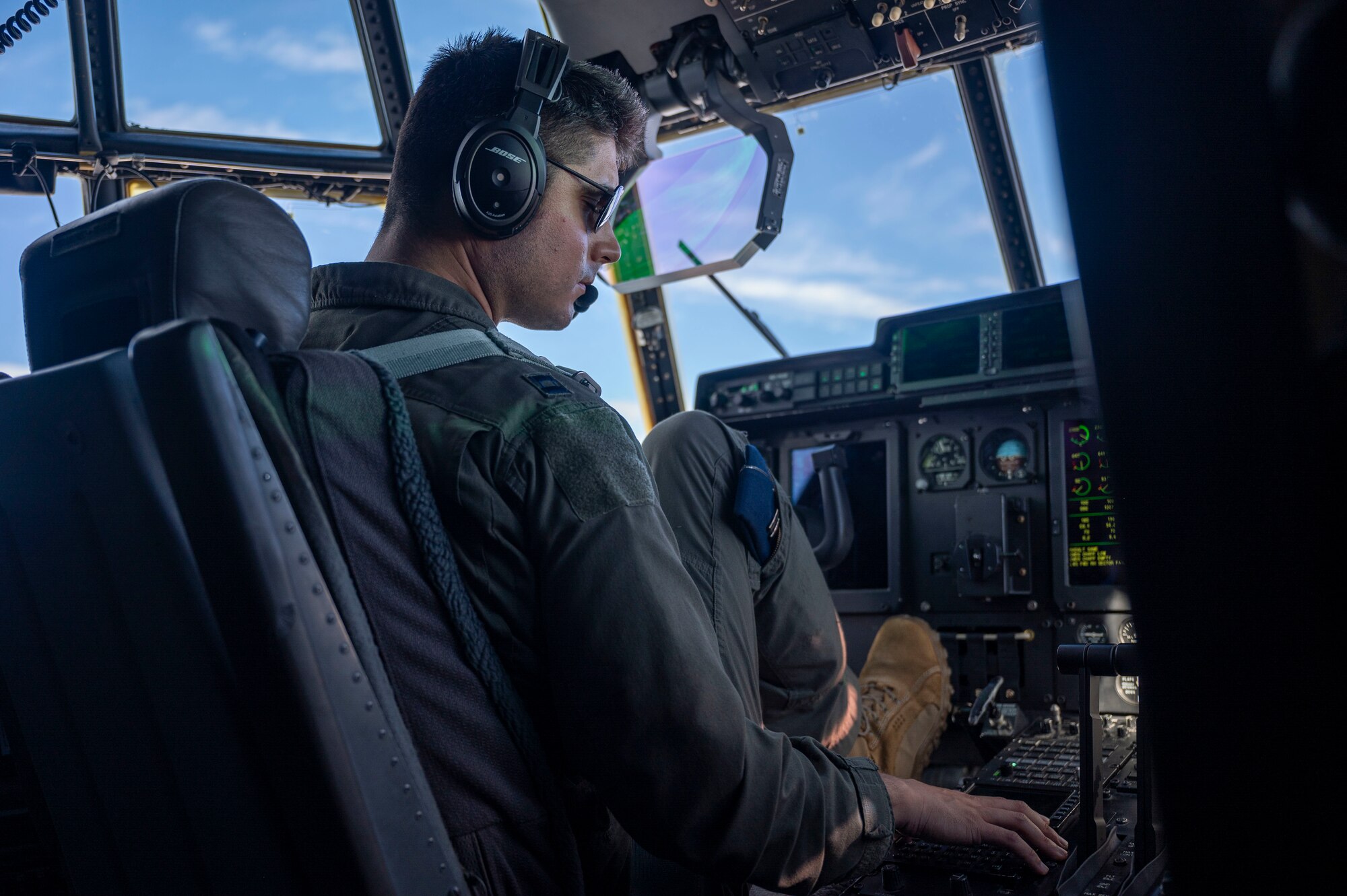 A pilot flies a plane