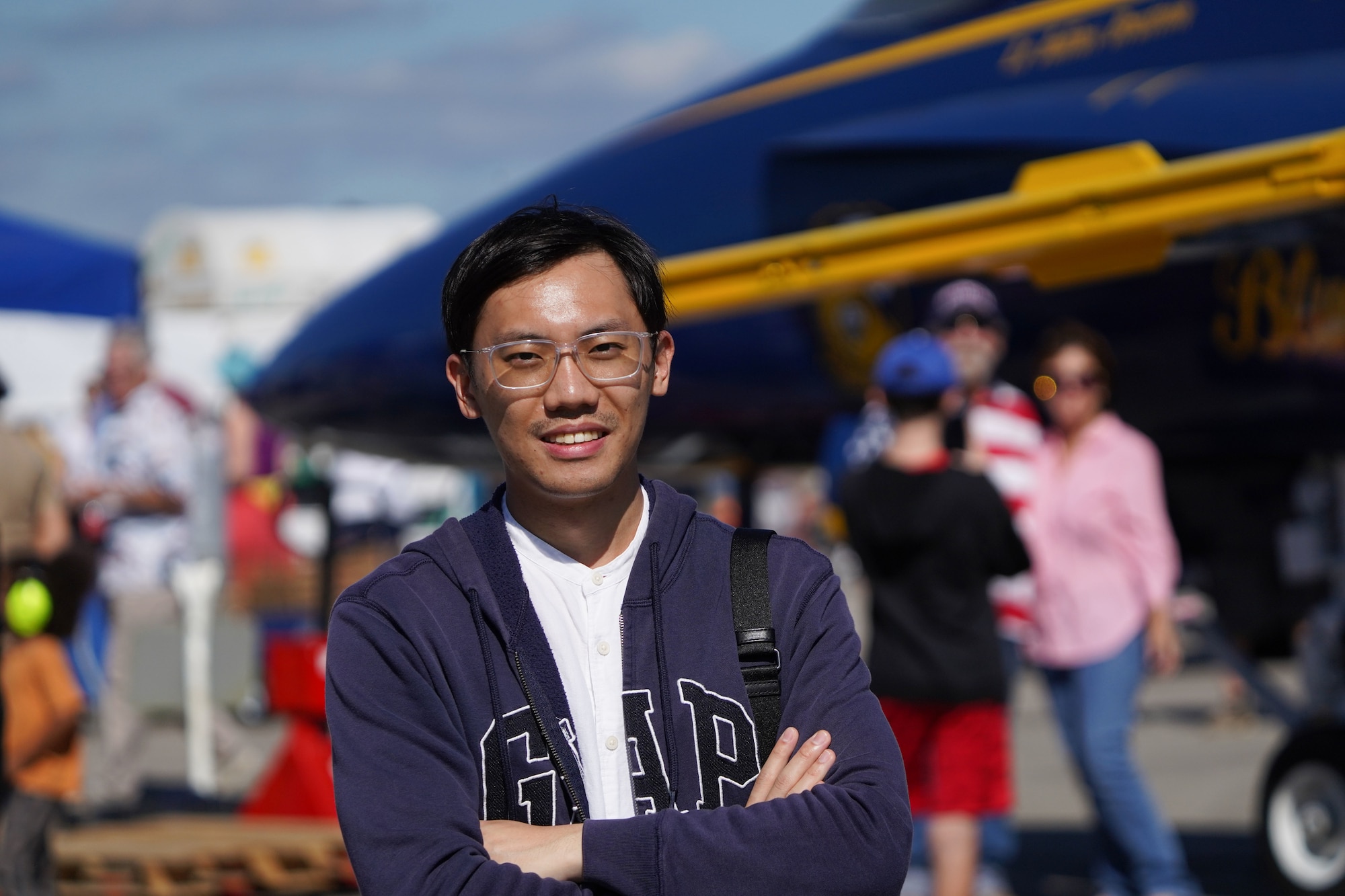 Capt. Lin, international weather officer student, poses for photo at the Blue Angels Homecoming air show at the Naval Air Station, Pensacola, Florida, Nov. 11, 2022.