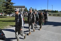 The Interior Alaska Junior Reserve Officer Training Corps visits 168th Wing as part of summer camp and learns about the 168th Wing, pilot, boom operator, aircraft maintenance, security forces, and civil engineering missions. The Interior JROTC cadets are students at West Valley High School Marine Corps JROTC, Lathrop High School Army JROTC, Eielson Air Force Base High School Air Force JROTC, and North Pole High School Air Force JROTC. (U.S. Air National Guard photo by Senior Master Sgt. Julie Avey)