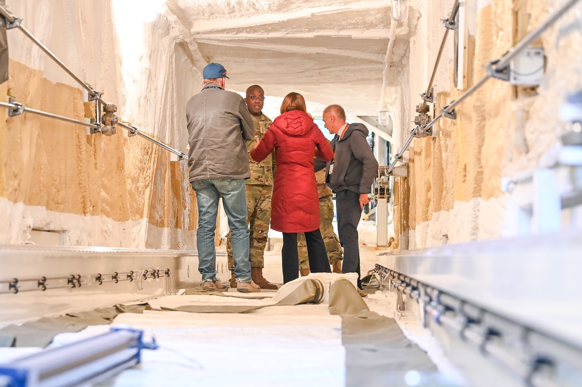 Lt. Gen. Stacey Hawkins, Air Force Sustainment Center commander, tours transportor erector at the 309th Missile Maintenance Group facility during a base visit Nov. 16, 2022, at Hill Air Force Base, Utah.