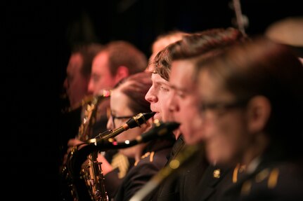 High school students perform with the 39th Army Band during a Veterans Day concert Nov. 11, 2022, at the Capitol Center for the Arts in Concord, New Hampshire.