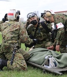Members of Japan Ground Self Defense Force conduct medical training at Camp Foster, Marine Corps Base S.D. Butler, Okinawa prefecture, Japan, during exercise Keen Sword 23, Nov. 15. Keen Sword is a joint, bilateral, biennial field-training exercise involving U.S. military and Japan Self-Defense Force personnel, designed to increase combat readiness and interoperability and strengthen the ironclad Japan-U.S. alliance.