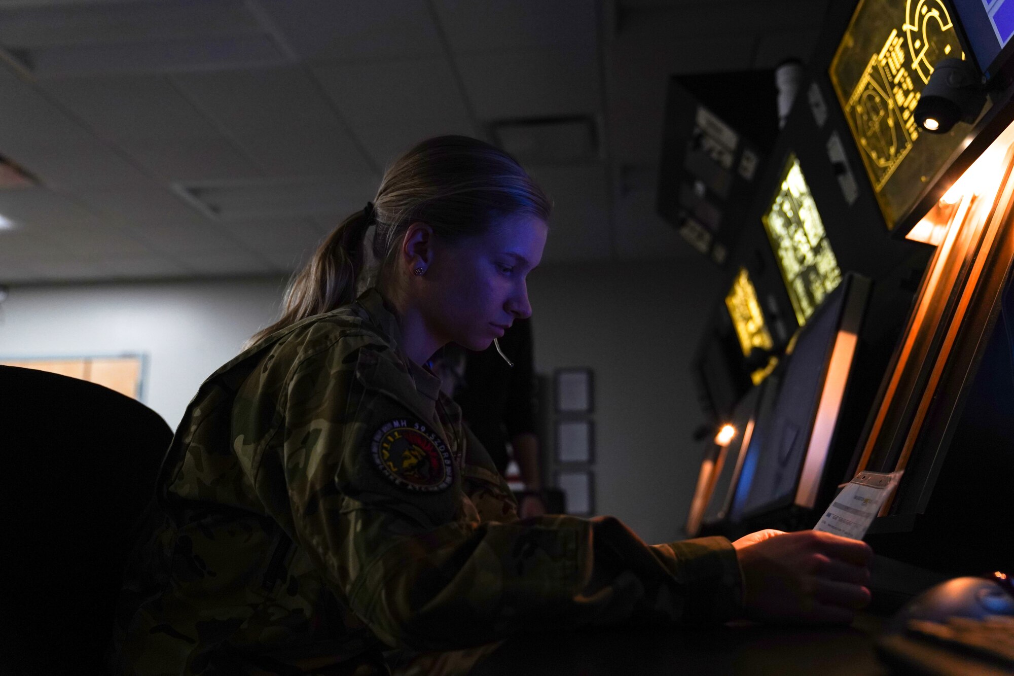 2nd Lt. Kamilla Kovács, Hungarian Defense Forces Air Traffic Controller student, completes task in the ATC apprentice course on Keesler Air Force Base, Mississippi, Nov. 16, 2022.