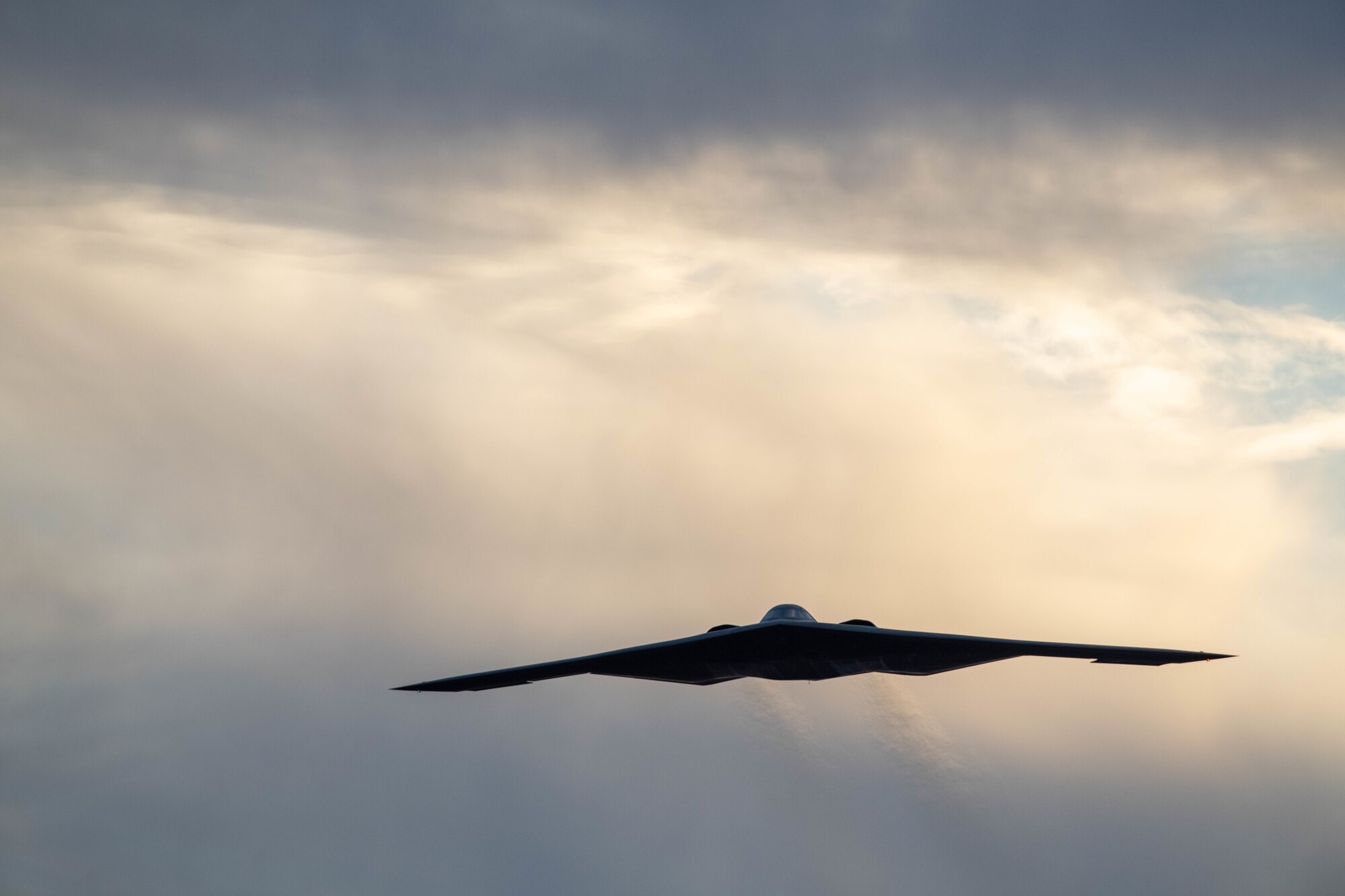 A U.S. Air Force B-2 Spirit bomber assigned to the 509th Bomb Wing, Whiteman Air Force Base, Missouri, conducts off-station training Nov. 15, 2022, at Luke Air Force Base, Arizona.