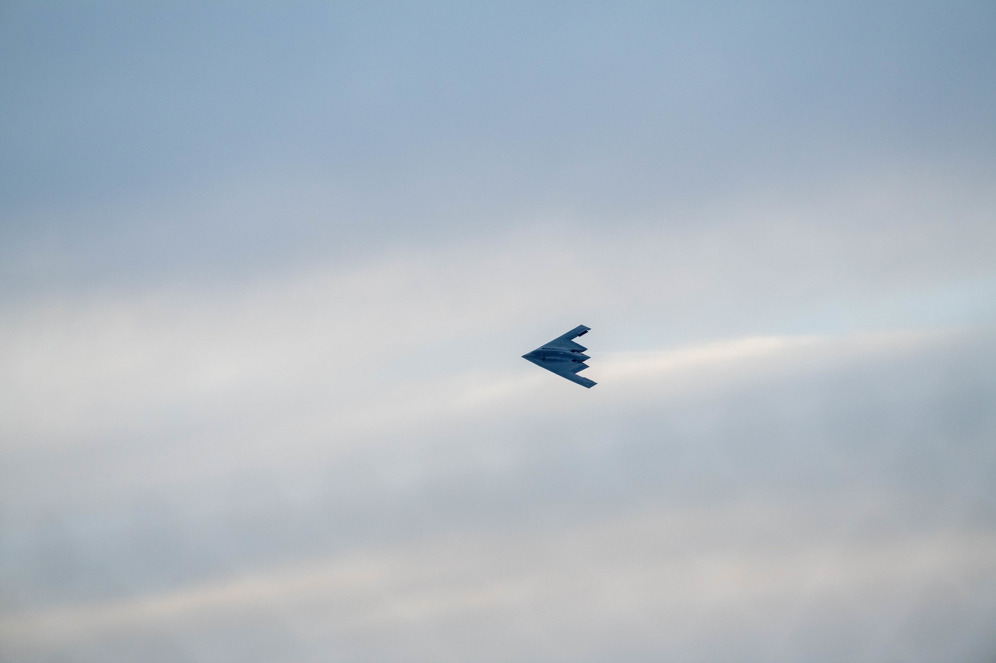 A U.S. Air Force B-2 Spirit bomber assigned to the 509th Bomb Wing, Whiteman Air Force Base, Missouri, conducts off-station training Nov. 15, 2022, at Luke Air Force Base, Arizona.