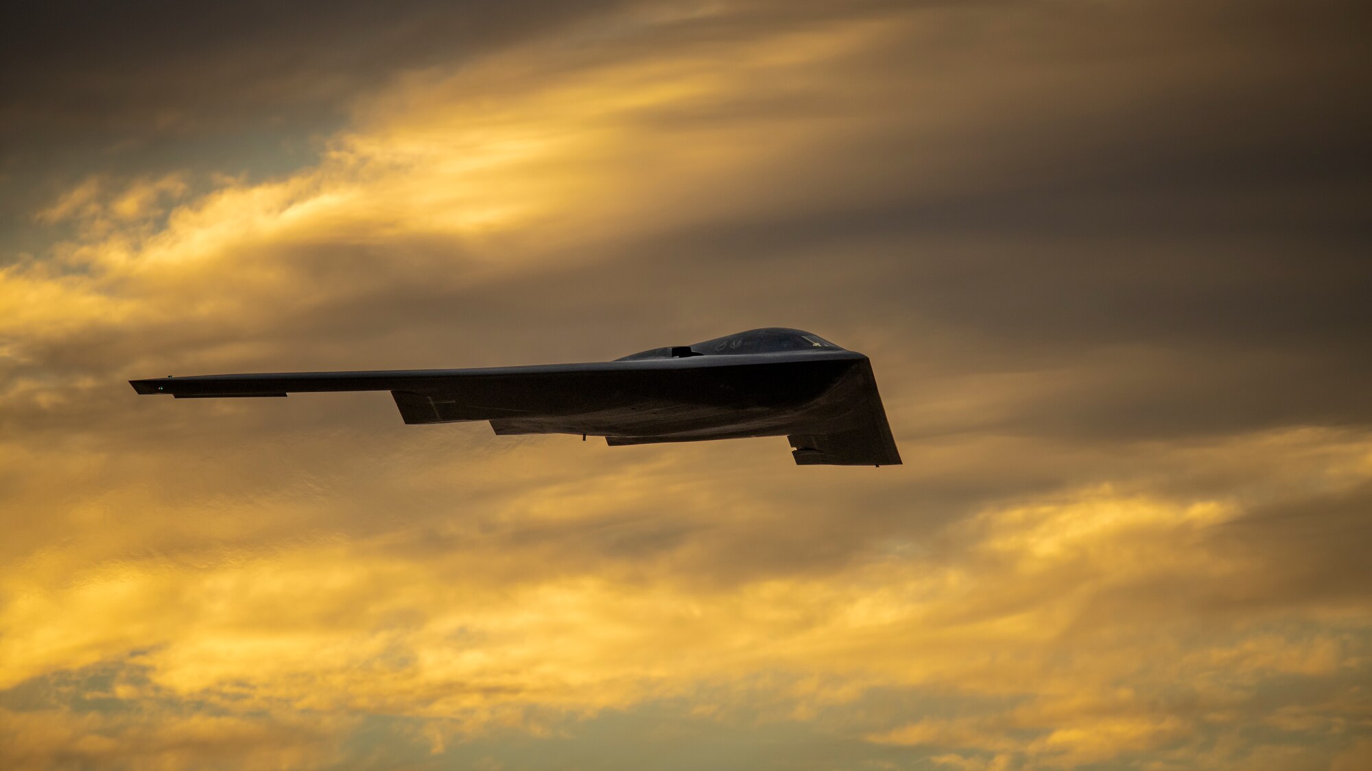 A U.S. Air Force B-2 Spirit bomber assigned to the 509th Bomb Wing, Whiteman Air Force Base, Missouri, flies over Luke Air Force Base, Arizona, Nov. 15, 2022.