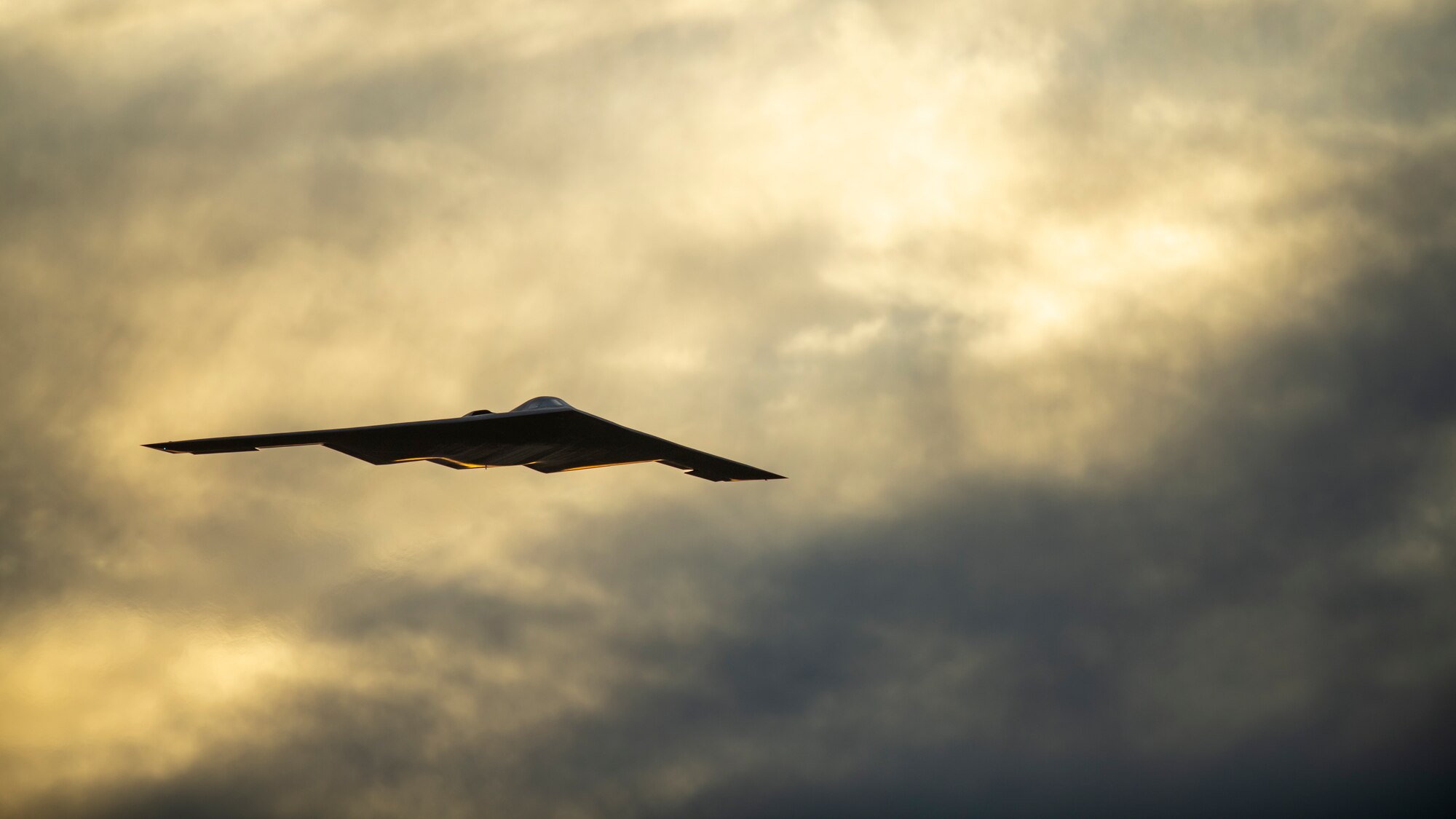 A U.S. Air Force B-2 Spirit bomber assigned to the 509th Bomb Wing, Whiteman Air Force Base, Missouri, flies over Luke Air Force Base, Arizona, Nov. 15, 2022.