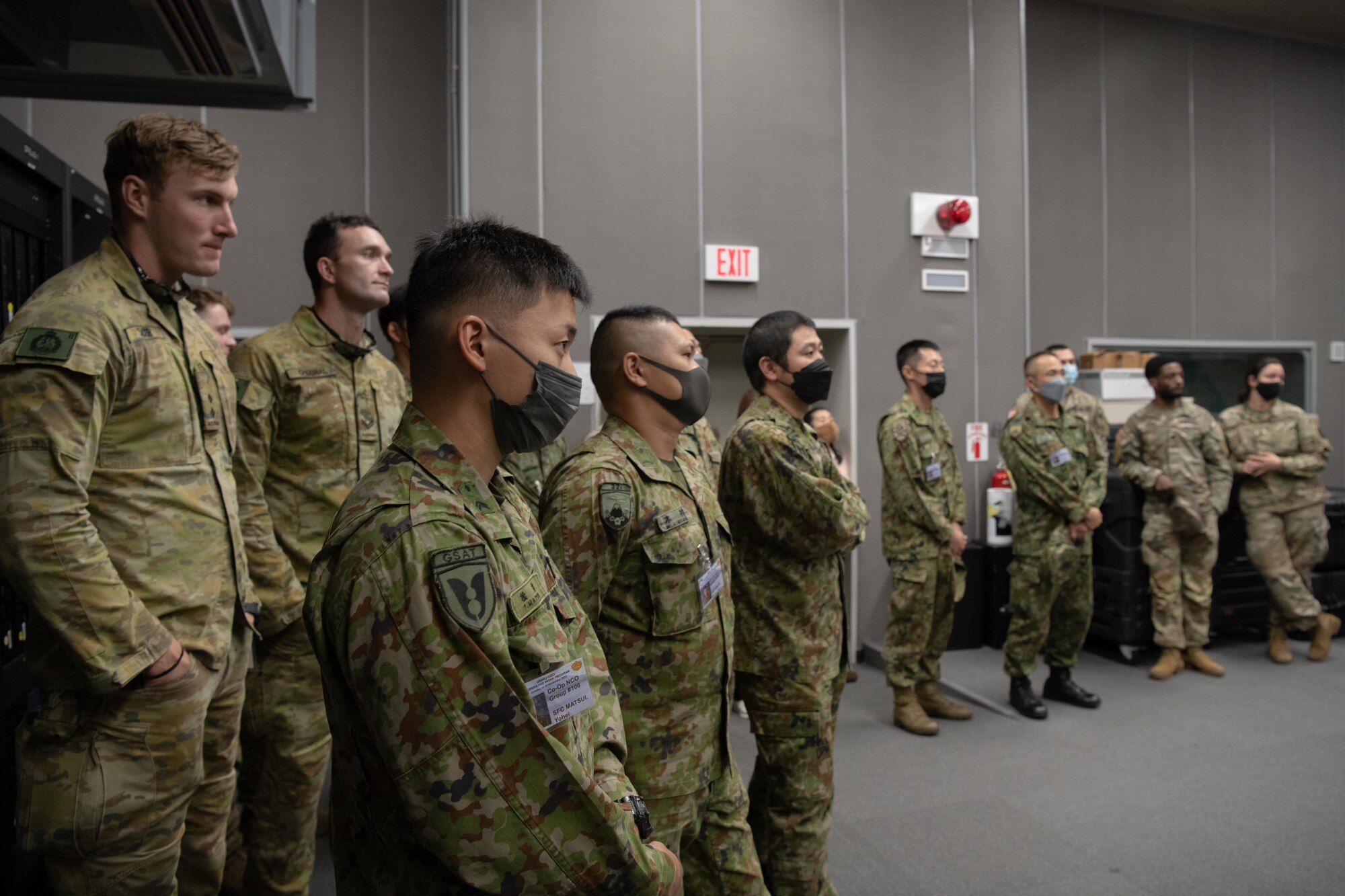 A group of members from the U.S. Military, Australian Army and Japanese Ground Self Defense Force.