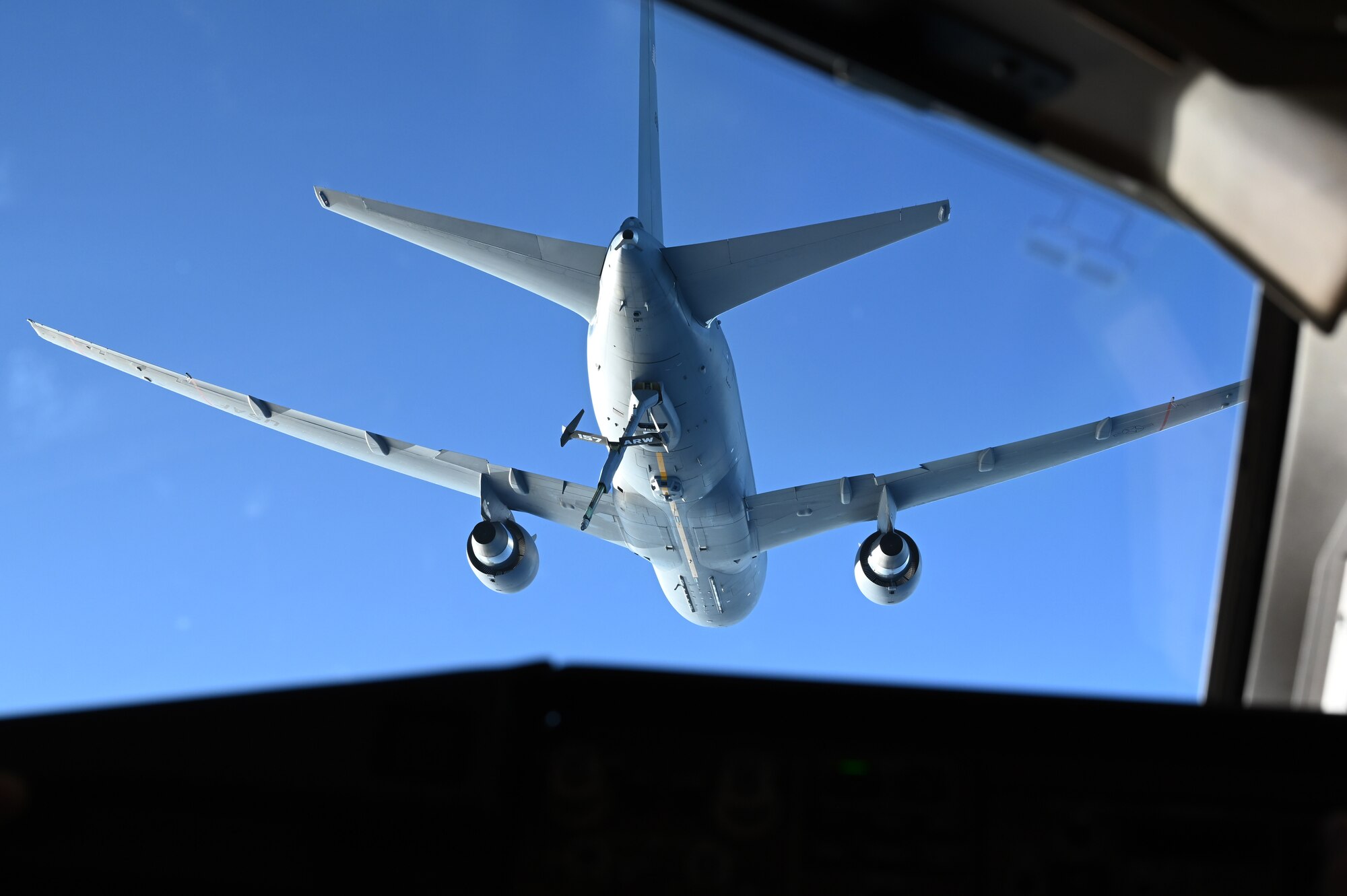 KC-46A seen through the cockpit window