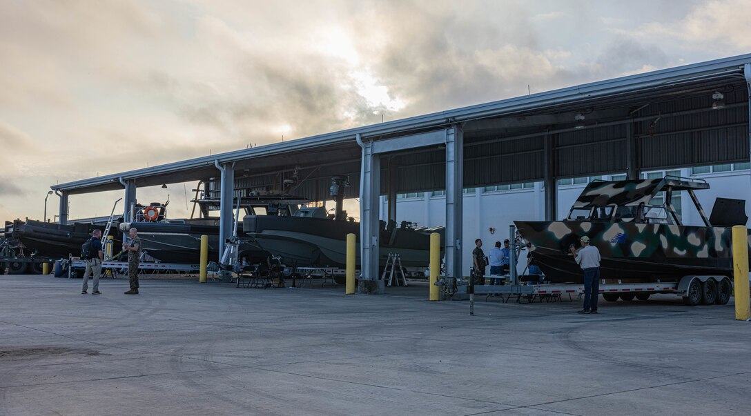 Dual-use commercial small craft await inspection during the Marine Forces Reserve and Defense Innovation Unit Small Boat Evaluation and Demonstration event on Nov. 2, 2022, at the 4th Assault Amphibian Battalion headquarters in Tampa, Florida. This second phase of the DIU Commercial Solutions Opening process is used to determine which vessel(s) will be used by the Marine Corps Reserve in support of Service-level experimentation for Force Design 2030. MFR plans to use Congressionally-approved National Guard and Reserve Equipment Appropriation (NGREA) funds to purchase the initial order of expeditionary craft. Use of this funding will not impact MFR’s annual budget, nor will it hinder or delay any other areas of operations or innovation across the force.