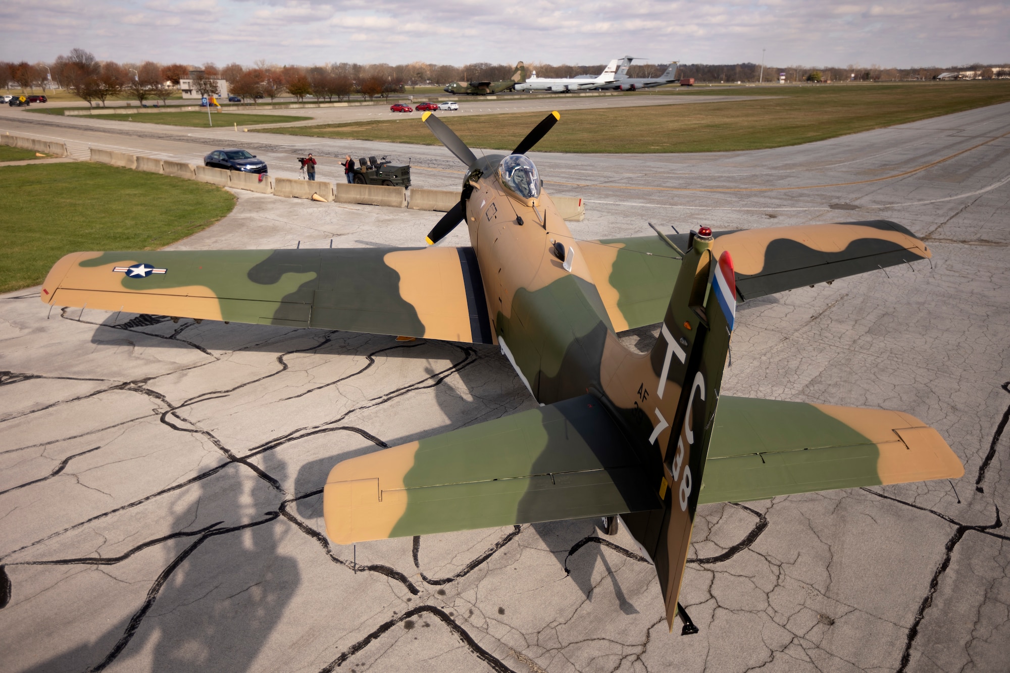 The aircraft on display represents Captain Ronald Smith’s A-1H The Proud American (Serial Number 52-139738) as it appeared during his SAR mission in June 1972 as part of the 1st Special Operations Squadron, Nakhon Phanom (NKP) Royal Thai Air Force Base, Thailand.