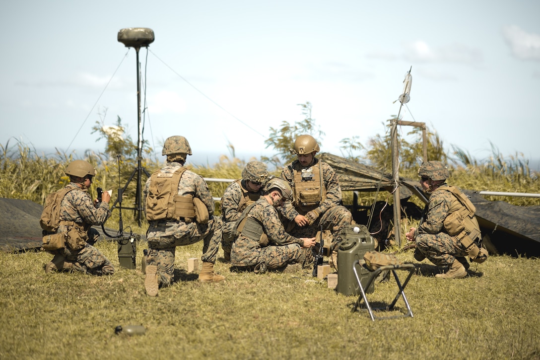 U.S. Marines assigned to 5th Air Naval Gunfire Liaison Company and 3rd Intelligence Battalion, III Marine Expeditionary Force Information Group, conduct dynamic targeting and maritime sensing during exercise Katana Strike on Kumejima, Okinawa, Japan, Oct. 26, 2022. Katana Strike is led by III Marine Expeditionary Force Information Group and is designed to demonstrate proficiency in coalition joint-force planning, coordination, and execution of dynamic targeting in a maritime environment that utilizes ground forces to initiate the targeting cycle. Katana Strike showcases 5th Air Naval Gunfire Liaison Company, which serves as the central hub for conducting long-range communications between joint ground, naval and aviation units over multiple waveforms. III MIG functions as the vanguard of III MEF, operating in the Indo-Pacific regions information environment, and supports Marine Air Ground Task Force operations with communications, intelligence, and supporting arms liaison capabilities.