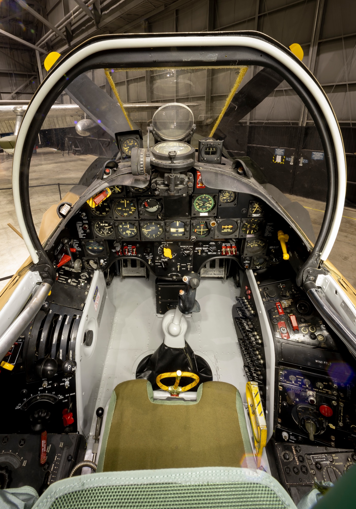 Cockpit interior views of the Douglas A-1H Skyraider at the National Museum of the U.S. Air Force.