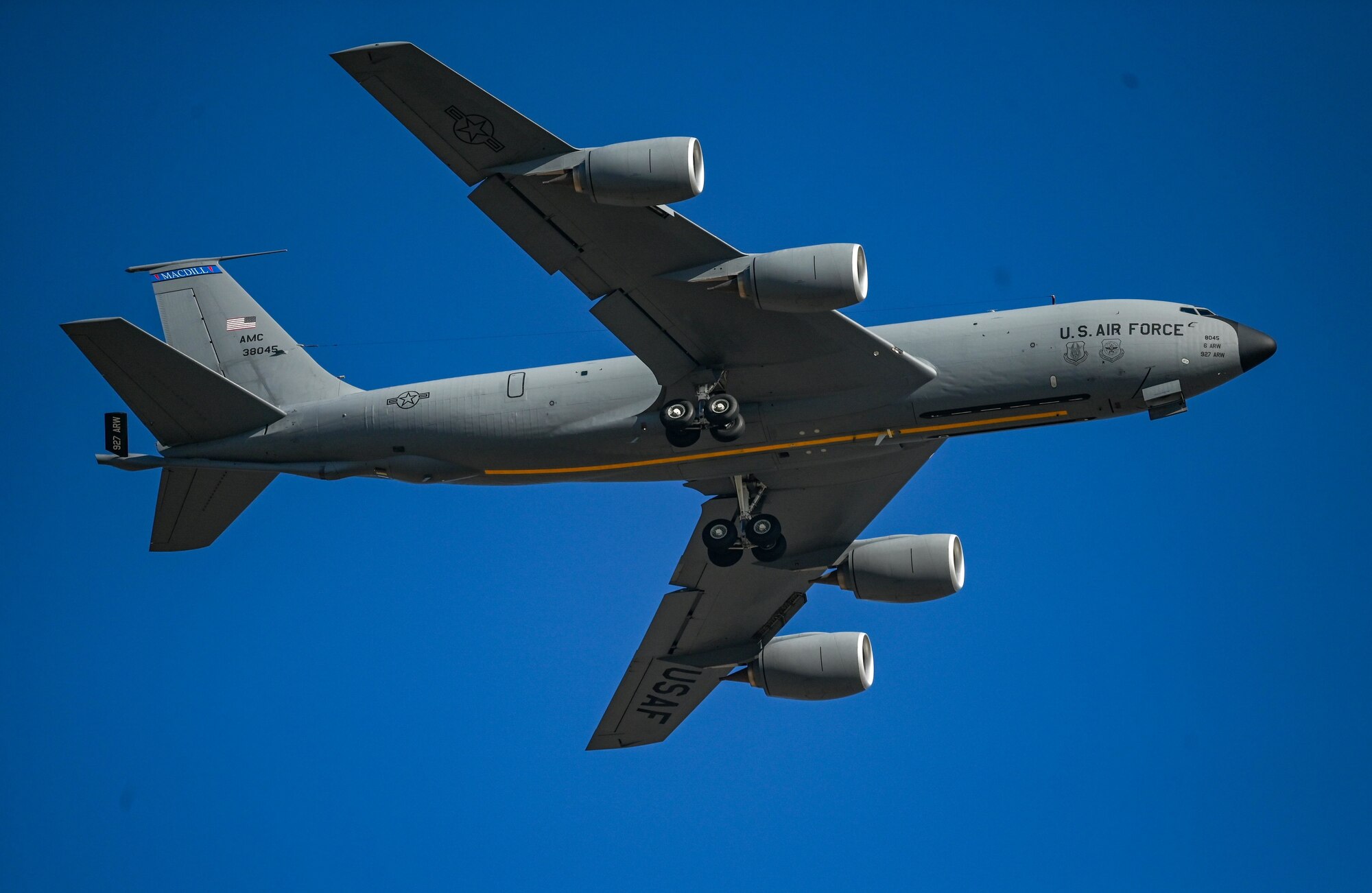 KC-135s assigned to the 6th Air Refueling Wing at MacDill Air Force Base, Florida, land at Tinker Air Force Base, Oklahoma, November 11, 2022 ahead of Hurricane Nicole making landfall.