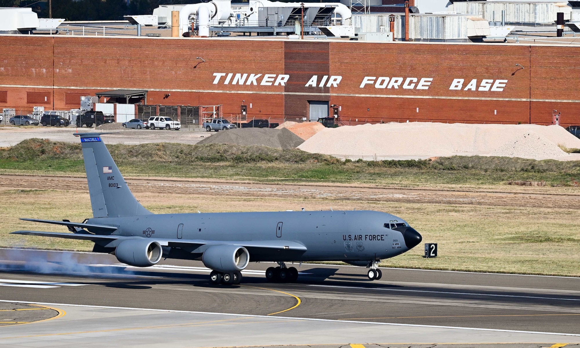 KC-135s assigned to the 6th Air Refueling Wing at MacDill Air Force Base, Florida, land at Tinker Air Force Base, Oklahoma, November 11, 2022 ahead of Hurricane Nicole making landfall.