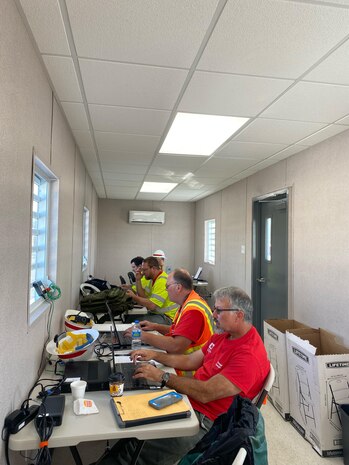 Power Team members at the Generator Staging Base (GSB) in Ponce.