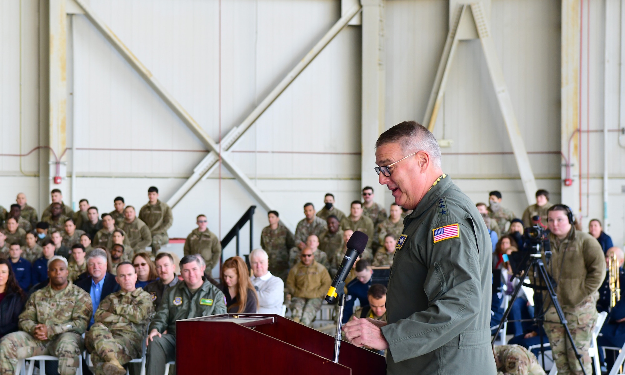 Gen. Mike Minihan speaks to DFC recipients.