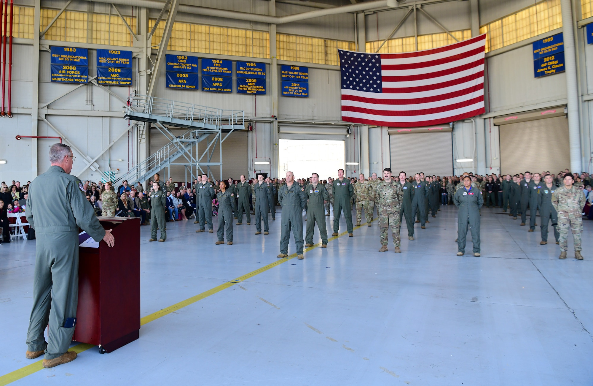 Gen. Mike Minihan speaks to DFC recipients.