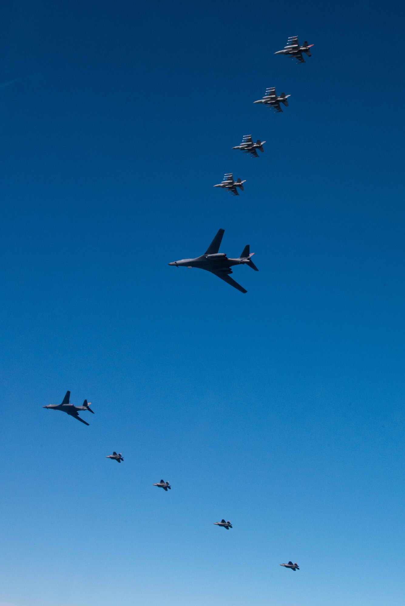 U.S. Air Force F-16s from the 51st Fighter Wing joined with Republic of Korea F-35As to escort two U.S. B-1B strategic bombers entering the Korean Air Defense Identification Zone and conducted a combined flight in a formation on Nov. 19, 2022.