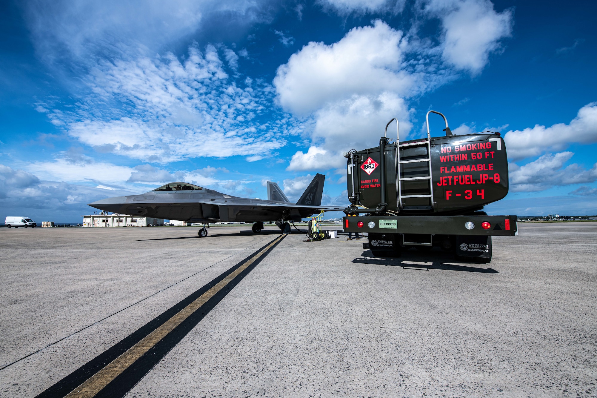 A jet is refueled.