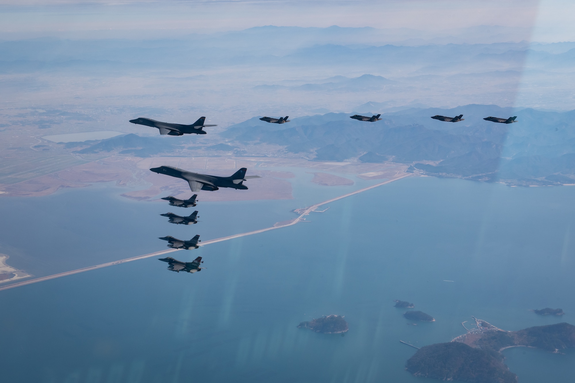 U.S. Air Force F-16s from the 51st Fighter Wing joined with Republic of Korea F-35As to escort two U.S. B-1B strategic bombers entering the Korean Air Defense Identification Zone and conducted a combined flight in a formation on Nov. 19, 2022.