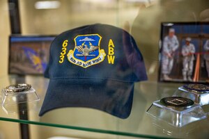 J. Kevin Altman, 633d Air Base Wing executive director, donated this hat to be put on display at the 633d Air Base Wing Heritage Hall at Joint Base Langley-Eustis, Virginia, Nov. 18, 2022.