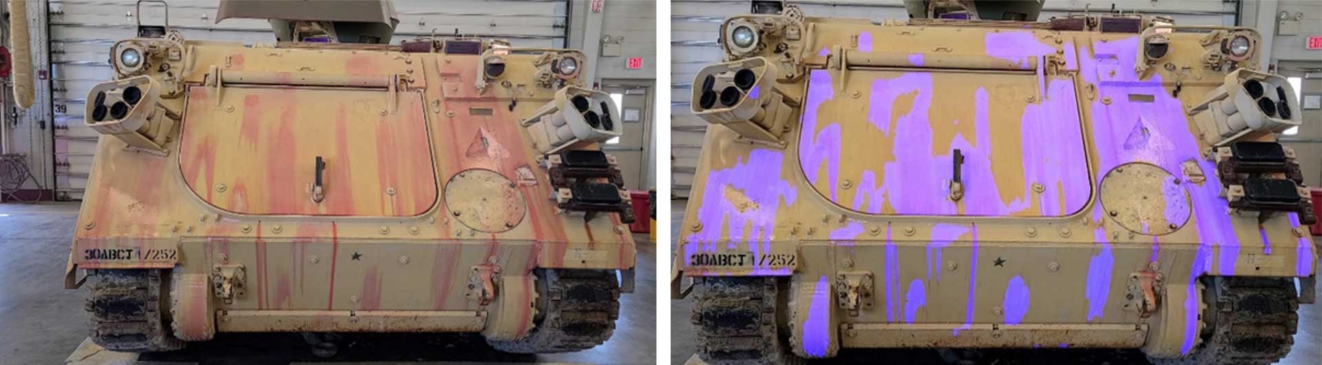 CIDAS mapped chemical agent contamination on an M113 armored personnel carrier.