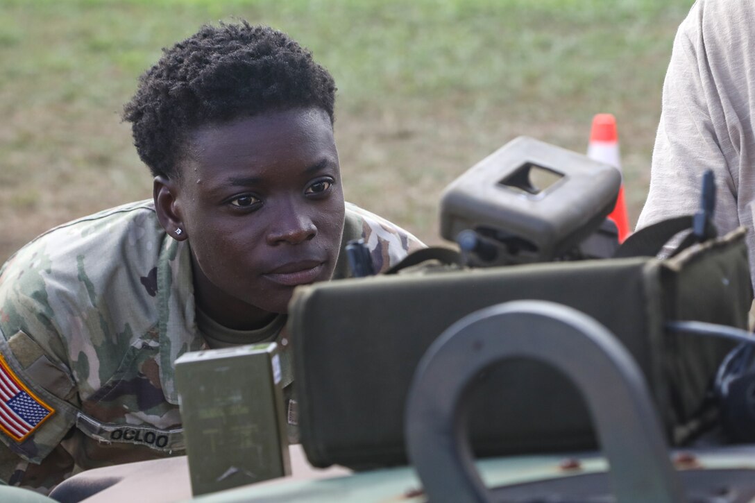 Soldiers assigned to to 65th Brigade Engineer Battalion, 2nd Brigade Combat Team, 25th Infantry Division install and validate Multiple Integrated Laser Engagement System (MILES) equipment on Schofield Barracks, Hawaii, Oct. 25, 2022. Utilization of the MILES system is one aspect of the realistic training the Joint Pacific Multinational Readiness Center(JPMRC) training rotation 23-01 provides to Indo-Pacific land forces. JPMRC strengthens defense relationships, fosters multinational interoperability, increases readiness, and reinforces the unified regional land power network of the Joint Force. (U.S. Army photo by Pfc. Macaydan Hawkins)