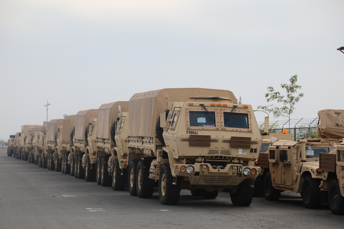 After completion of Balikatan 2022, all military vehicles from the Army Prepositioned Stock 3, military vehicles assigned to the 402nd Army Field Support Brigade are successfully uploaded to the U.S. Navy Ship Red Cloud at Subic Bay, Philippines April 11, 2022. APS allows organizations, such as the 8th TSC to plan, integrate, and synchronize the storing of equipment around the globe to enable interoperability and strategic operations. By storing equipment to enable joint interoperability, the Army’s APS reduces deployment timelines, improve sustainment capacity and capabilities, while also increasing combat power to support contingency operations worldwide. As the U.S. Indo-Pacific materiel integrator, the 8th TSC synchronizes capabilities and resources across the theater, enabling both our land forces and those of our allies and partners. Our mission is to plan, integrate, and synchronize theater distribution and sustainment operations with our joint logistics enterprise partners, stabilizing and securing the Indo-Asia Pacific Region.