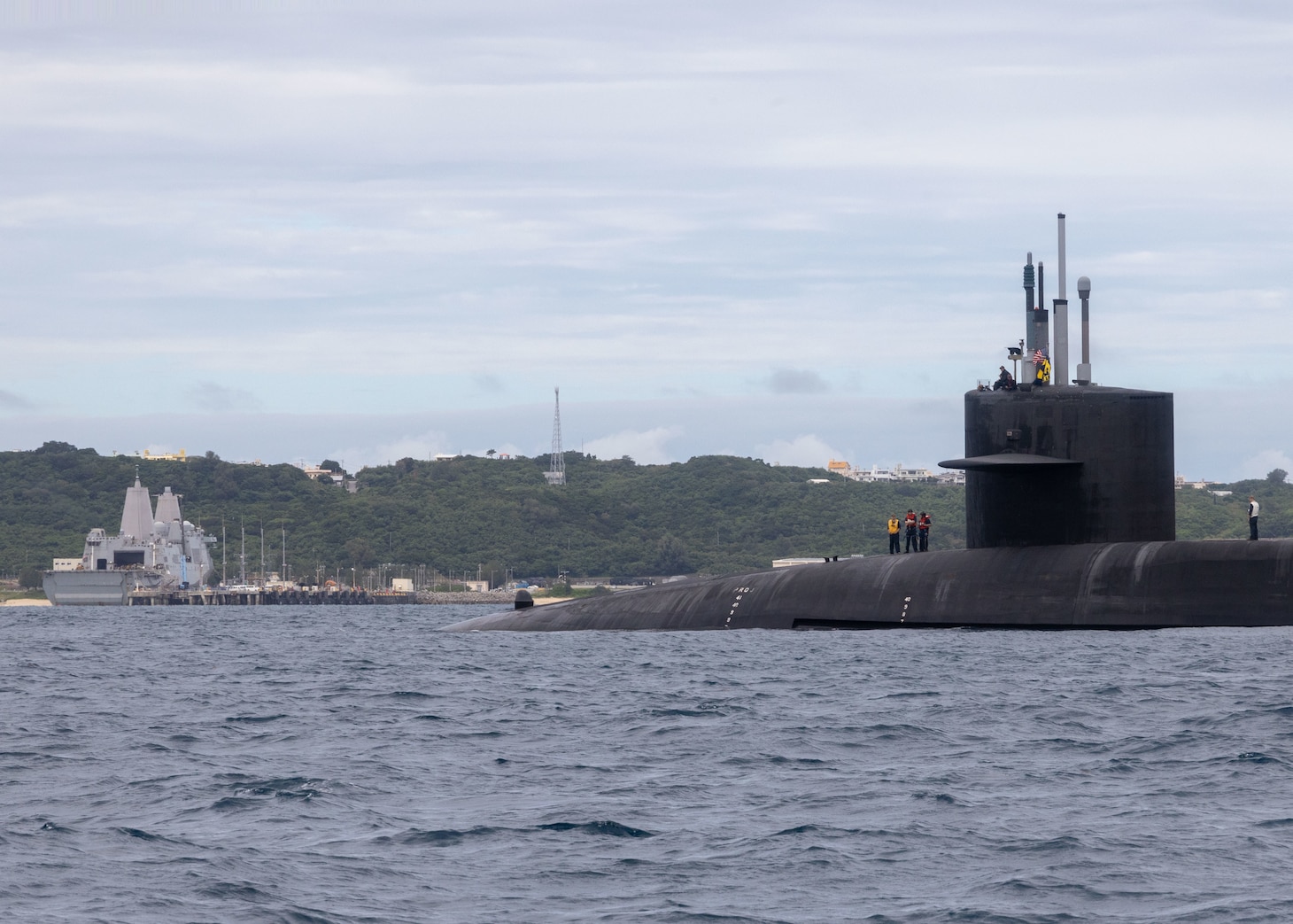 OKINAWA, Japan (Nov. 10, 2022) The Ohio-class guided-missile submarine USS Michigan (SSGN 727) made a brief stop for personnel near Okinawa, Japan as part of its deployment to the U.S. 7th Fleet area of operations, Nov. 10. Michigan is homeported at Naval Base Kitsap, Washington and is operating in the U.S. 7th Fleet area of operations, conducting maritime security operations and supporting national security interests. (U.S. Marine Corps photo by Staff Sgt. Andrew Ochoa)