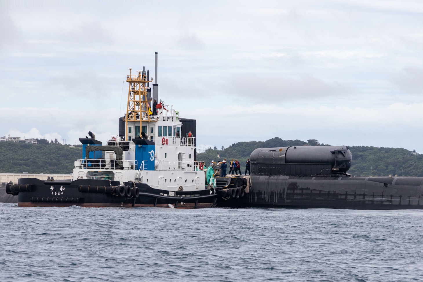 OKINAWA, Japan (Nov. 10, 2022) The Ohio-class guided-missile submarine USS Michigan (SSGN 727) made a brief stop for personnel (BSP) near Okinawa, Japan as part of its deployment to the U.S. 7th Fleet area of operations, Nov. 10. Michigan is homeported at Naval Base Kitsap, Washington and is operating in the U.S. 7th Fleet area of operations, conducting maritime security operations and supporting national security interests. (U.S. Marine Corps photo by Staff Sgt. Andrew Ochoa)