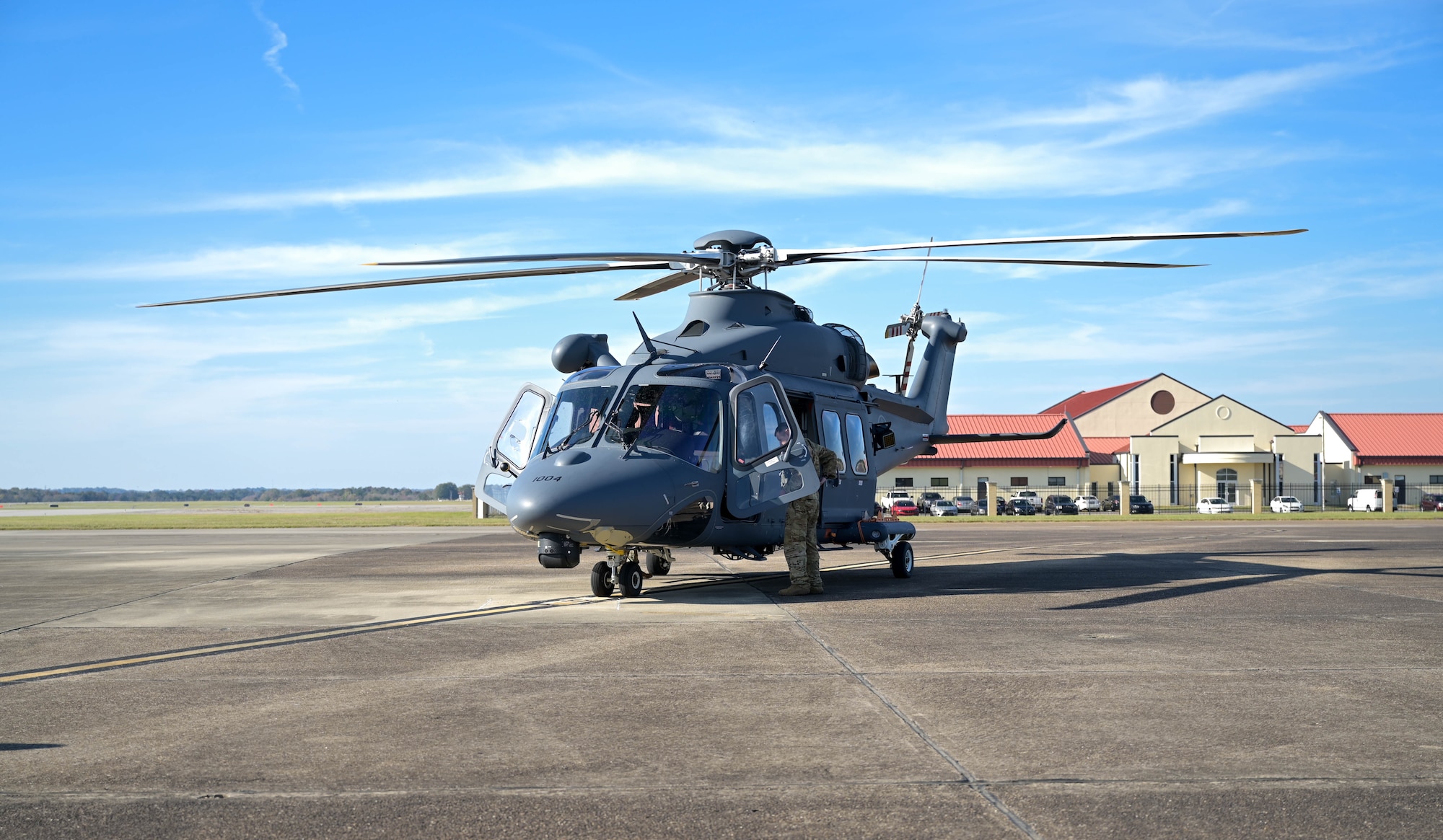 helicopter staged on flight line