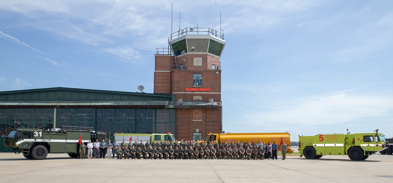 U.S. Marines with Marine Corps Air Facility (MCAF) pose for photo at MCAF, Marine Corps Base Quantico, Va., Jun 13, 2019. (U.S. Marine Corps photo by Lance Cpl. Piper A. Ballantine)