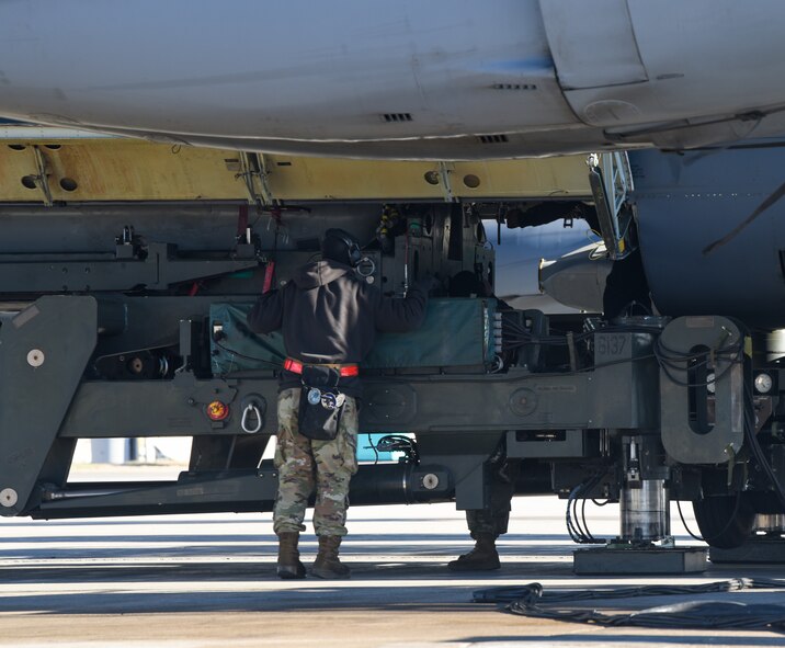 A B-52H Stratofortess takes off during Exercise Prairie Vigilance, Nov. 7, 2022, at Minot Air Force Base, North Dakota. Prairie Vigilance tests the 5th Bomb Wing’s ability to conduct strategic-bomber readiness operations.