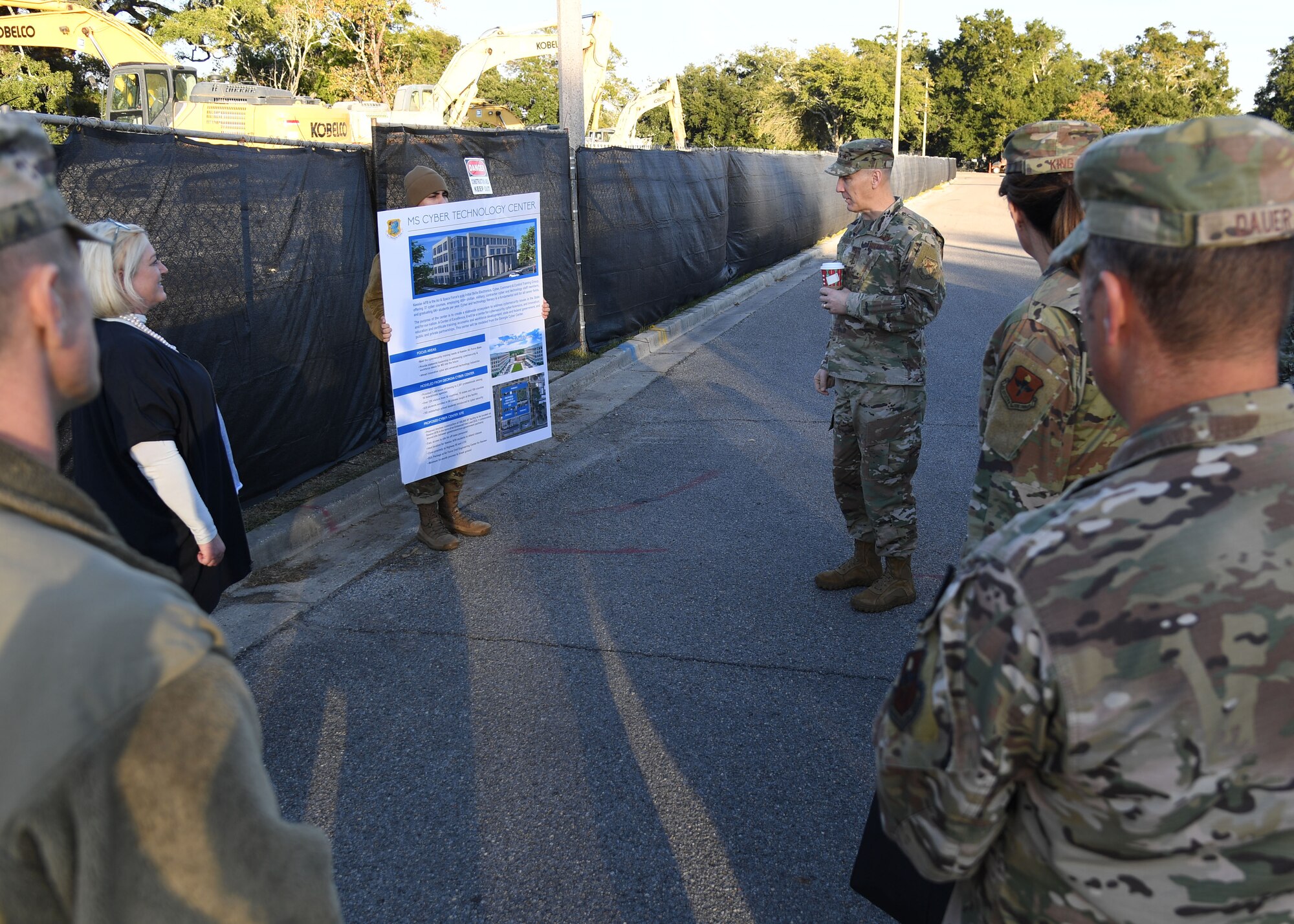 U.S. Air Force Gen. David Allvin, Vice Chief of Staff of the Air Force, tours the proposed site for the new Cyber Center at Keesler Air Force Base, Mississippi, Nov. 18, 2022.
