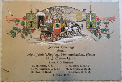 LT. F.G. EASTMAN and Crew from New York Division Communications Center Send Seasons Greetings 1930s style...(NARA RG26, Entry 82A, File 700).