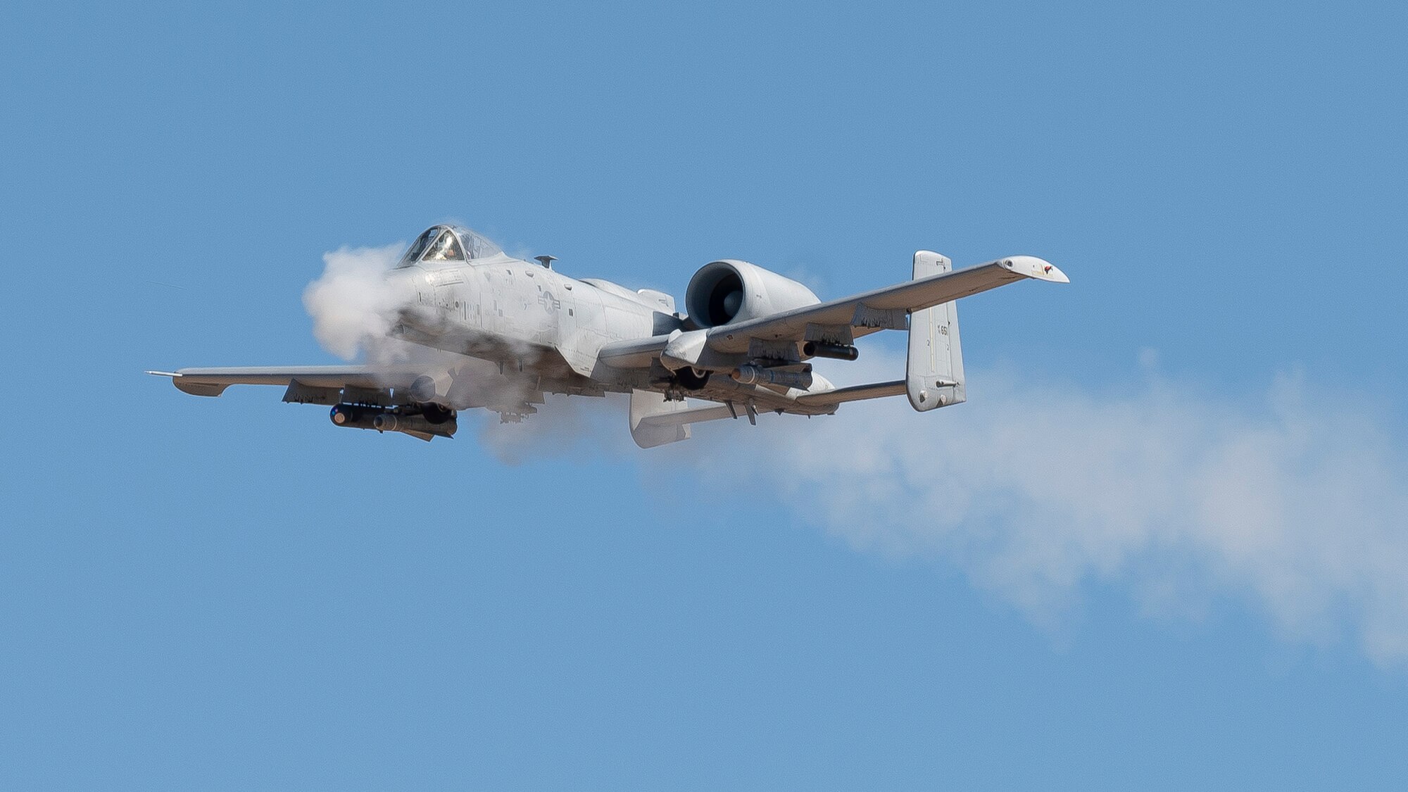Pictured above is an aircraft firing its gun while airborne.