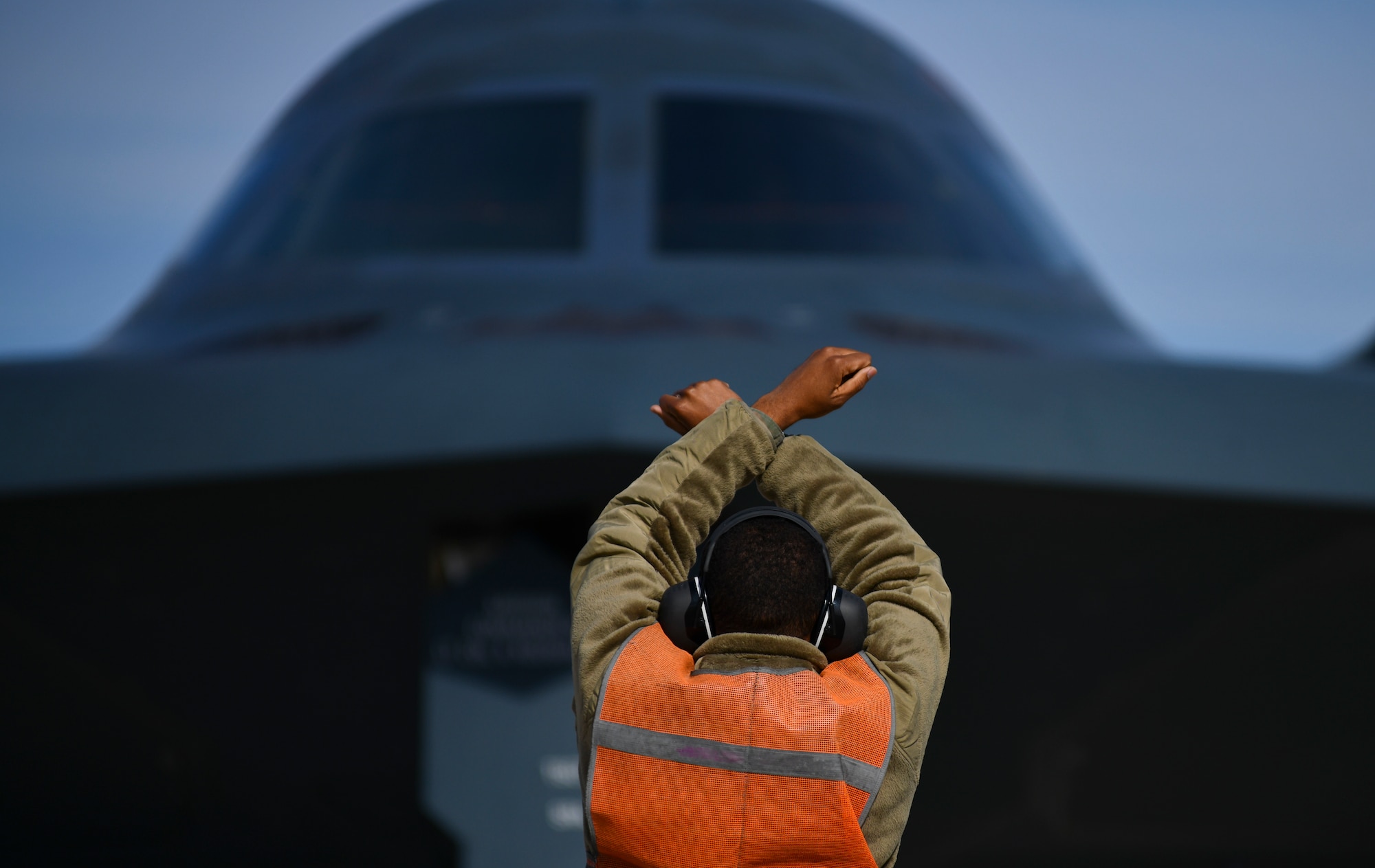 Crew chiefs with the 509th Maintenance Group line up eight B-2 Spirits for an elephant walk, at Whiteman Air Force Base, Missouri, Nov. 7, 2022.  The elephant walk was a culmination of this year’s SPIRIT VIGILANCE exercise. The VIGILANCE an exercise series is an Air Forces Strategic-Air exercise that focuses on the training and readiness of Airmen directly involved in bomber operations, with a specific focus on a different component of bomber operations with each iteration. (U.S. Air Forces photo by Tech. Sgt. Heather Salazar)