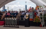 221118-N-VQ41-1133 CARTAGENA, Colombia (Nov. 18, 2022) Gen. Laura J. Richardson, commander of U.S. Southern Command, speaks to U.S. and Colombian service members and officials during a closing ceremony signaling the end of the Colombia portion of Continuing Promise 2022 on the pier next to hospital ship USNS Comfort (T-AH 20), Nov. 18, 2022. Comfort is deployed to U.S. 4th Fleet in support of Continuing Promise 2022, a humanitarian assistance and goodwill mission conducting direct medical care, expeditionary veterinary care, and subject matter expert exchanges with five partner nations in the Caribbean, Central and South America. (U.S. Navy photo by Mass Communication Specialist 2nd Class Ethan J. Soto)