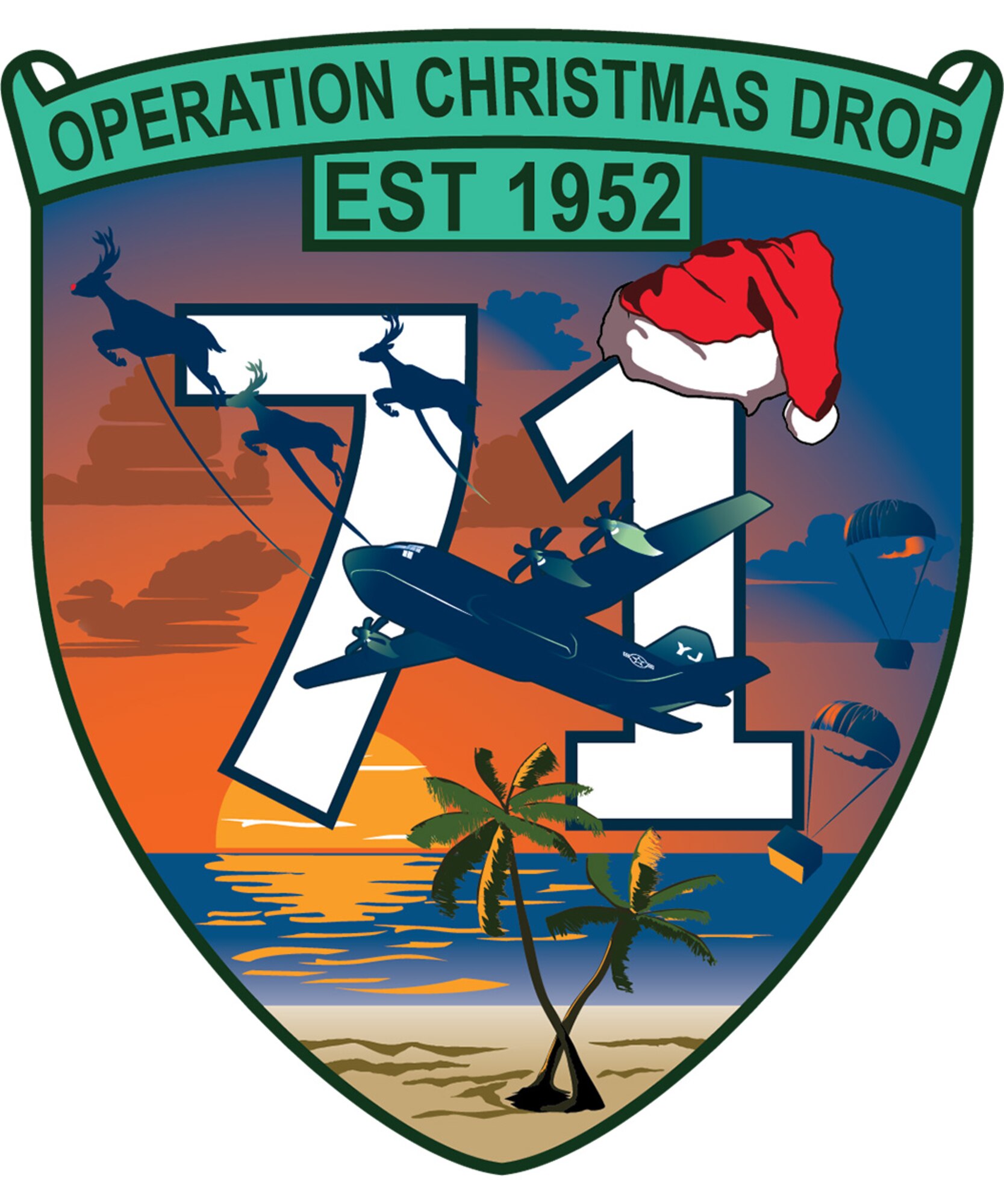 Graphic depicted cargo aircraft dropping supplies over islands in the Pacific.