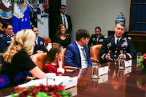 First Lady Jill Biden is joined by National Guard family members, state adjutants general and National Guard senior leaders for a roundtable discussion on support for National Guard children at the White House Nov. 28, 2022.