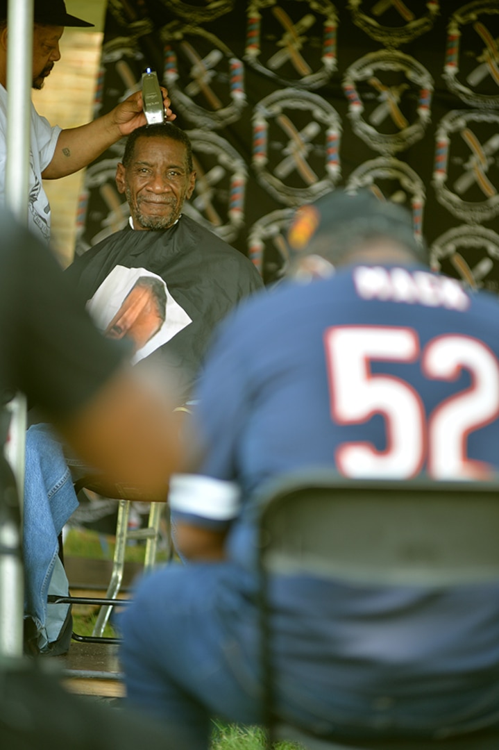 A man gets a haircut.