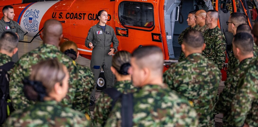 Colombian and Mexican army senior enlisted advisors tour the U.S. Coast Guard Manowar.