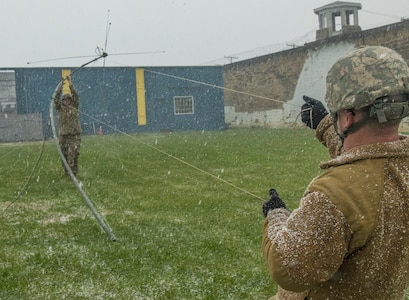 Army Reserve Soldiers cross the Ohio River during weekend training