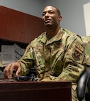 Master Sgt. Stephaun McKinley, 791st Missile Security 
Forces Squadron operations and training superinten-
dent, stands at a podium in the security forces guard-
mount room at Minot Air Force Base, North Dakota, 
Nov. 3, 2022. McKinley was selected to commission 
under the Senior Enlisted Commissioning Program. 
(U.S. Air Force photo by Master Sgt. Ryan Bell)
